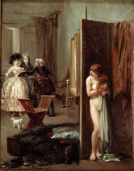 Het atelier van de kunstenaar of onverwachte bezoekers door Albert Jnr. Ludovici