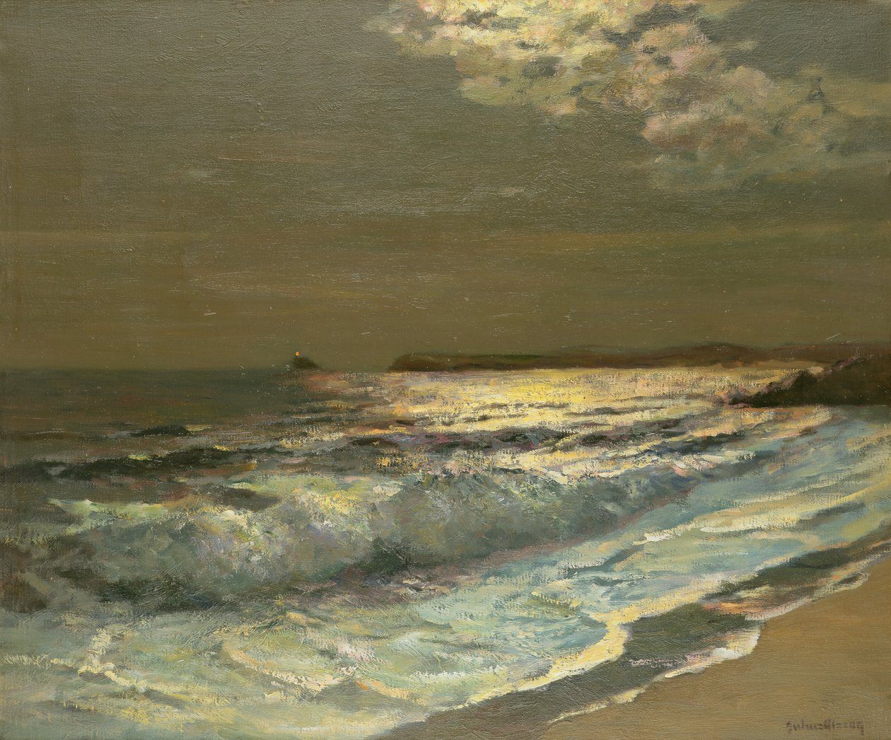 De maanverlichte brekende golf door Albert Julius Olsson