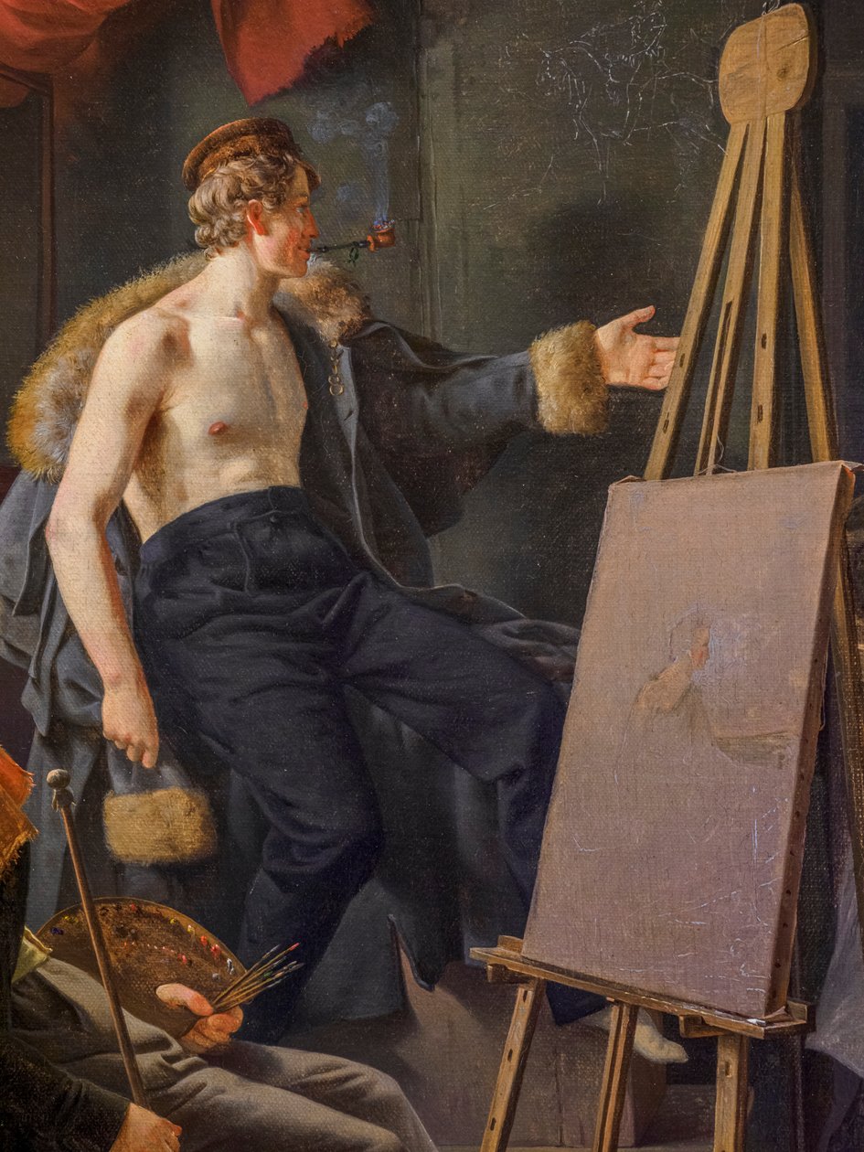 Een Amager meisje dat fruit verkoopt in een kunstenaarsatelier, detail door Albert Kuchler
