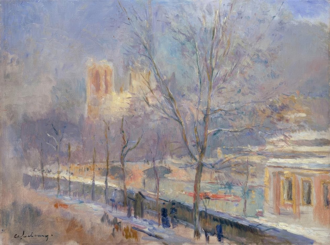 Notre-Dame de Paris gezien vanaf de Quai de la Tournelle door Albert Lebourg