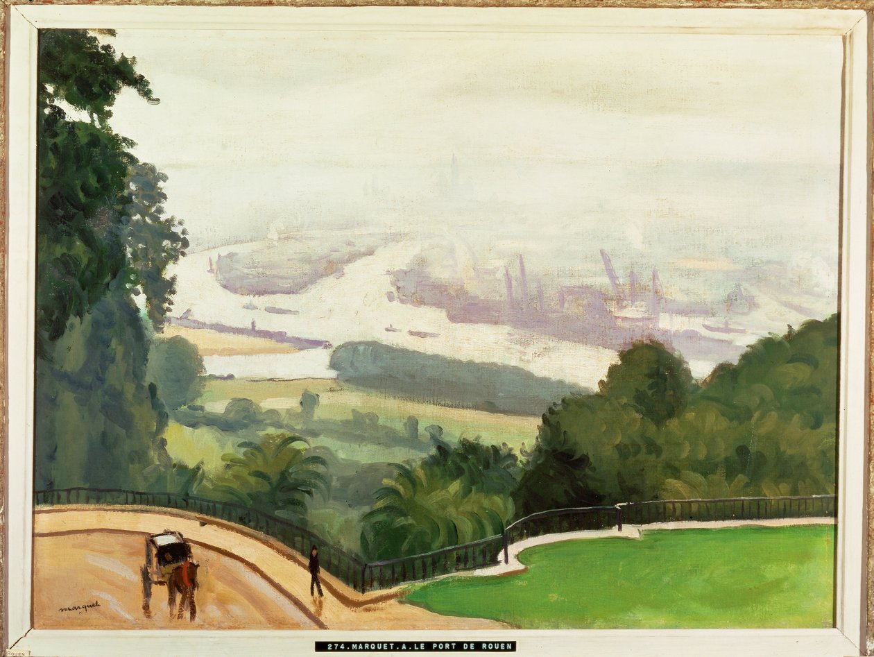 Haven van Rouen (schilderij op doek) door Albert Marquet