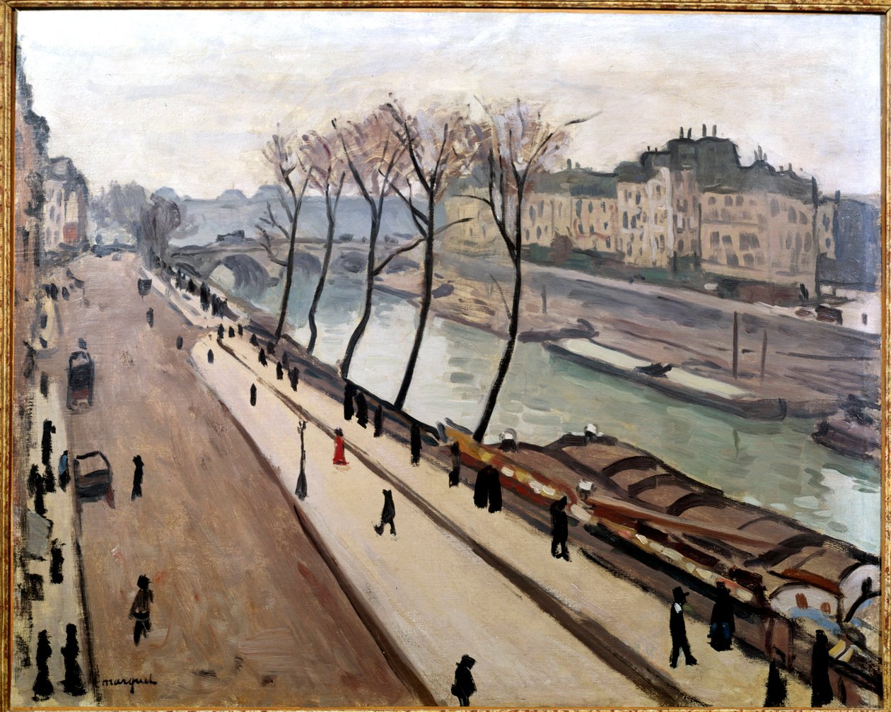 Uitzicht op de Seine vanaf de Quai des Grands Augustins in Parijs door Albert Marquet