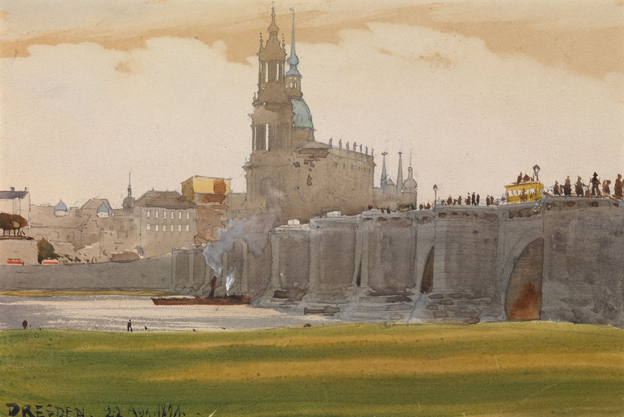 Uitzicht op Dresden, 1898 door Albert Nikolaevich Benois