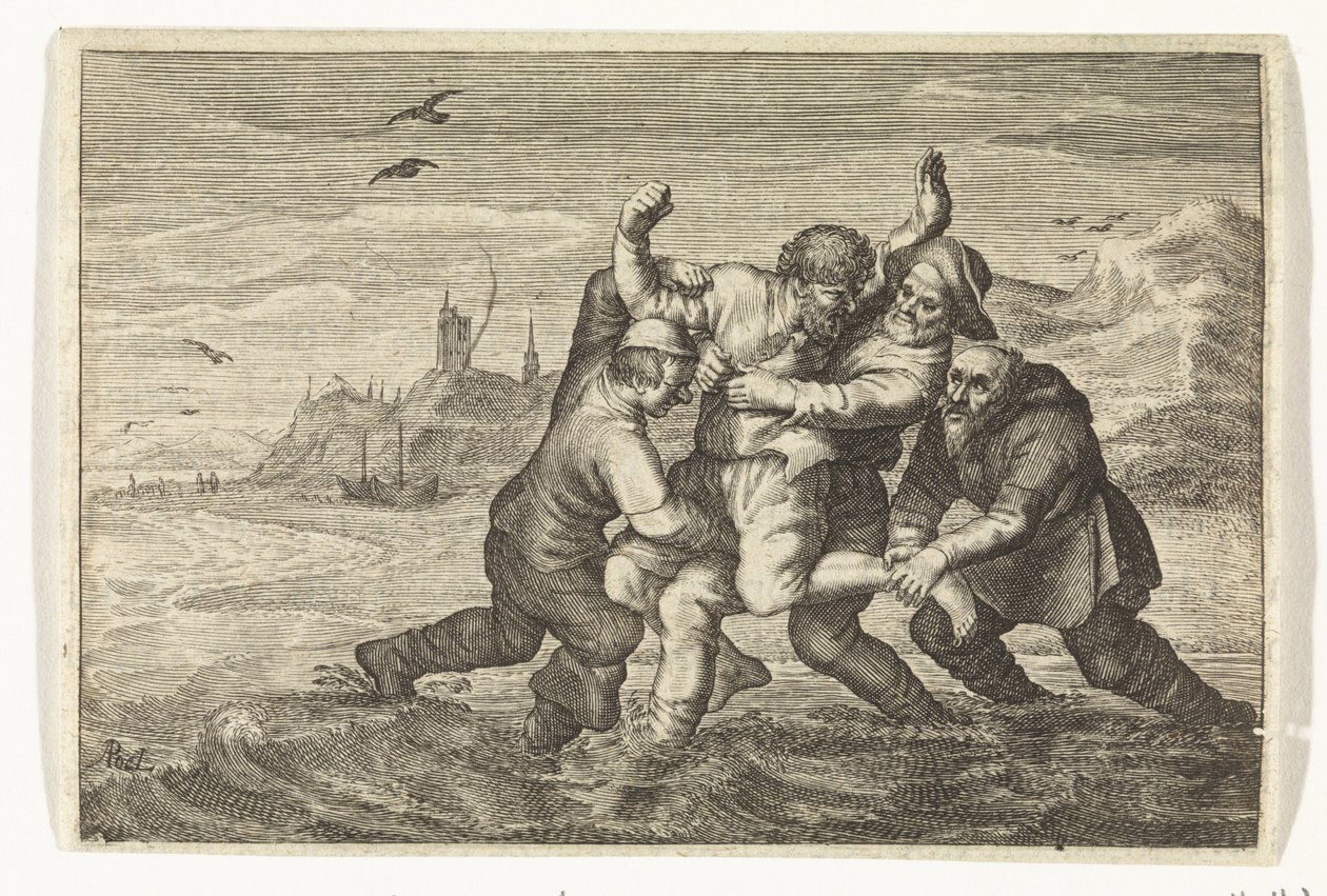 Gevecht aan zee door Albert Poel