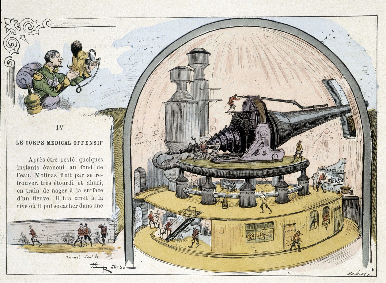 Futuristisch kanon - in "De oorlog in de twintigste eeuw" door Robida door Albert Robida