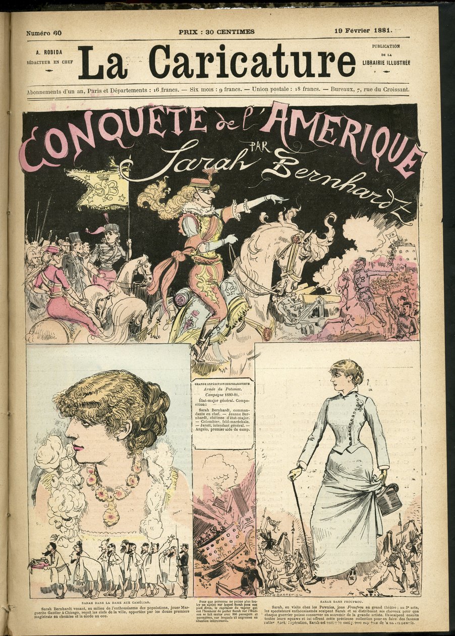 Illustratie van Albert Robida voor de Omslag van La Caricature (1880) door Albert Robida