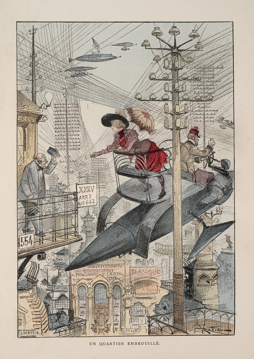 Illustratie voor Le vingtième siècle: La vie électrique door Albert Robida