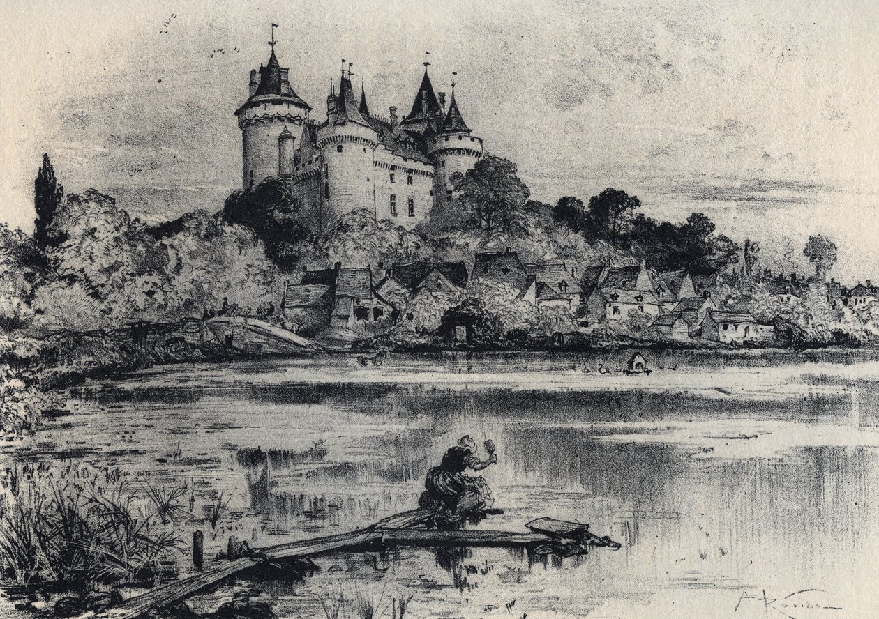 Het kasteel van Combourg in Ille-et-Vilaine - Oud Frankrijk - Bretagne - tekst, tekeningen en lithografieën, door Albert Robida (1848-1926) ongedateerd eind 19e eeuw door Albert Robida