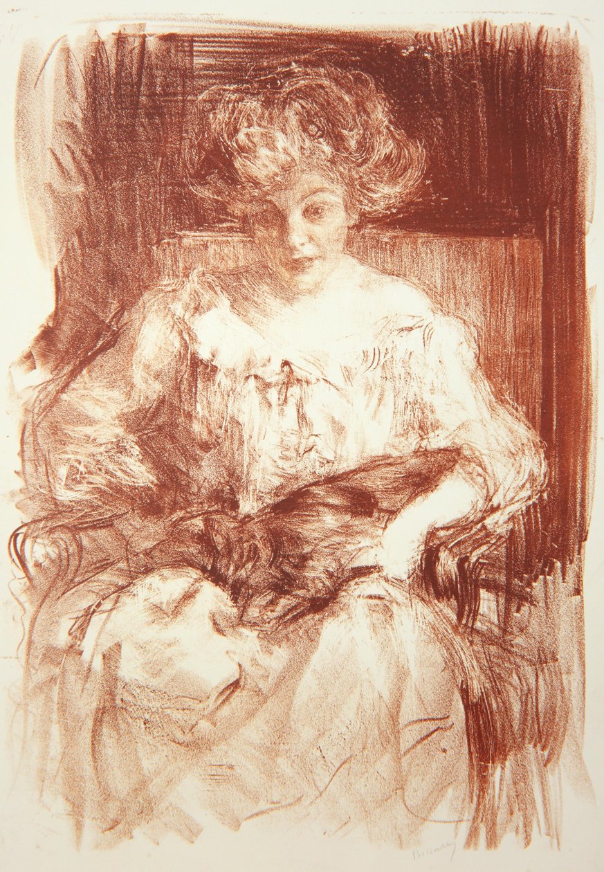Mevrouw H. V. Milbank bij Ferby Lodge met Bebear door Albert de Belleroche