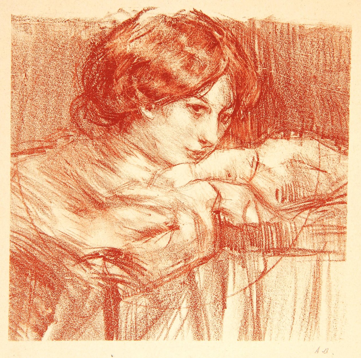 Jonge Dame Leunend op Gekruiste Handen, 1902 door Albert de Belleroche