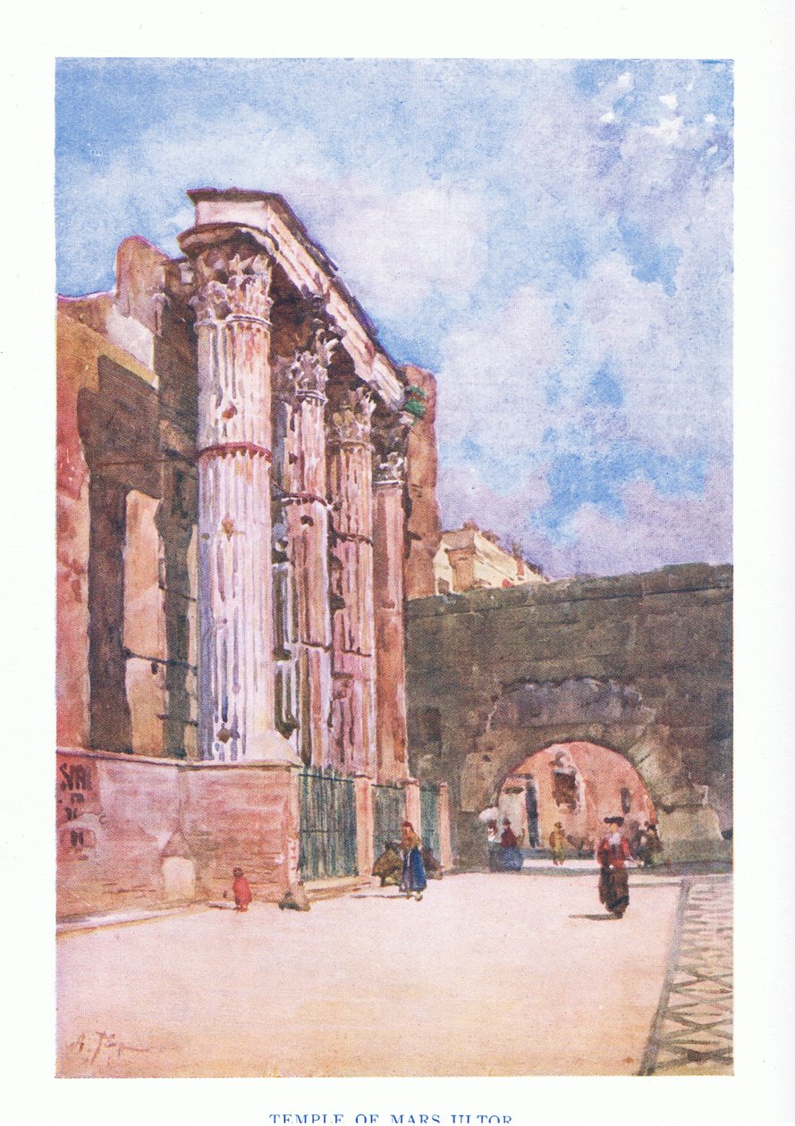 Tempel van Mars Ultor (in het Forum van Augustus), uit Rome gepubliceerd door A & C Black Ltd, 1925 door Alberto Pisa