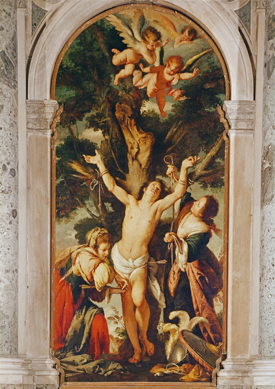 Het Martelaarschap van St. Sebastian in de Kapel van Benedictus XIII door Alberto Sforza