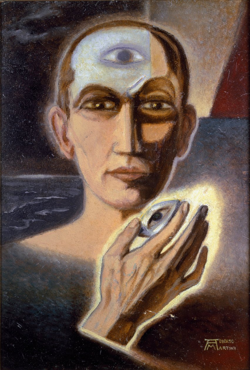 Het oog en de menselijke geest (olieverf op doek) door Alberto Martini