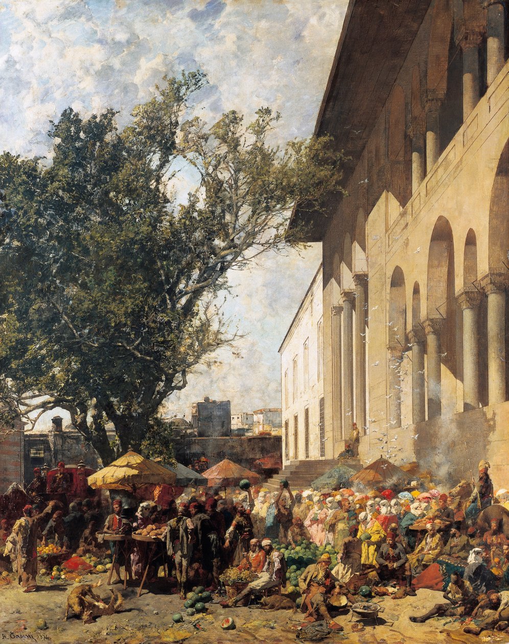 Markt in Constantinopel door Alberto Pasini