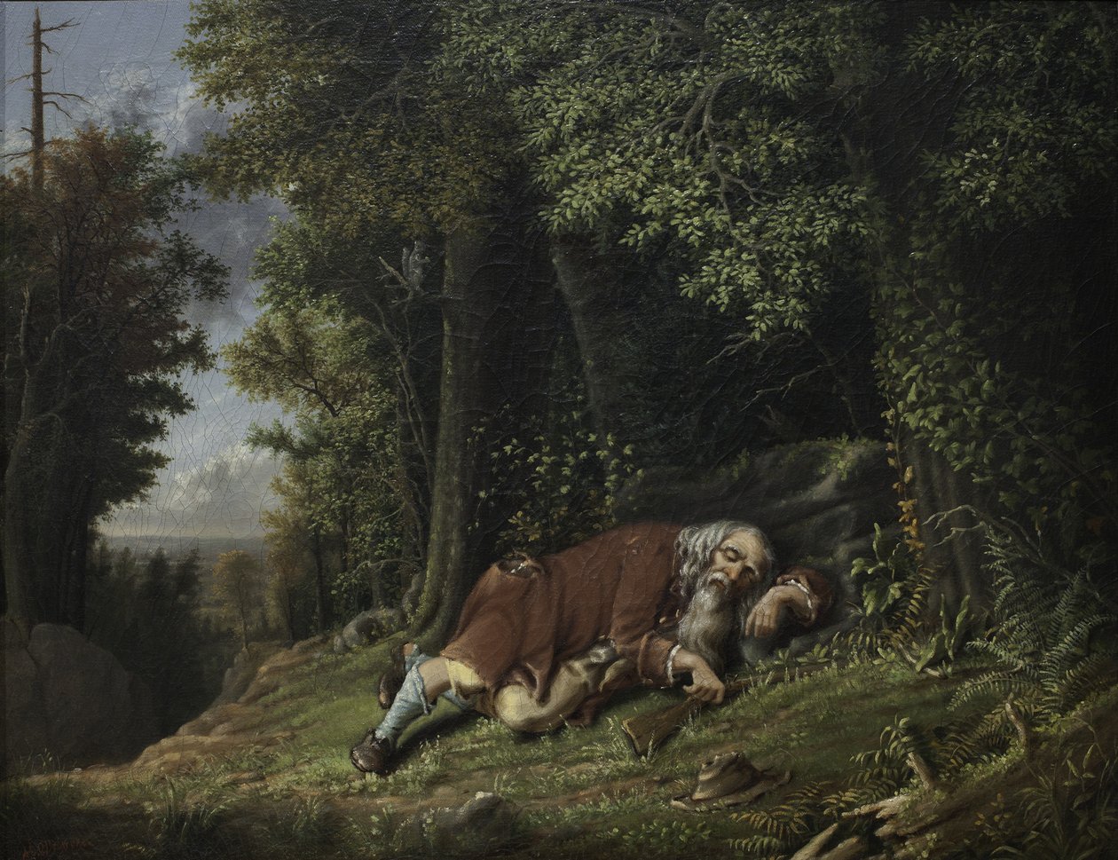 Rip Van Winkle slaapt door Albertus D.O Browere