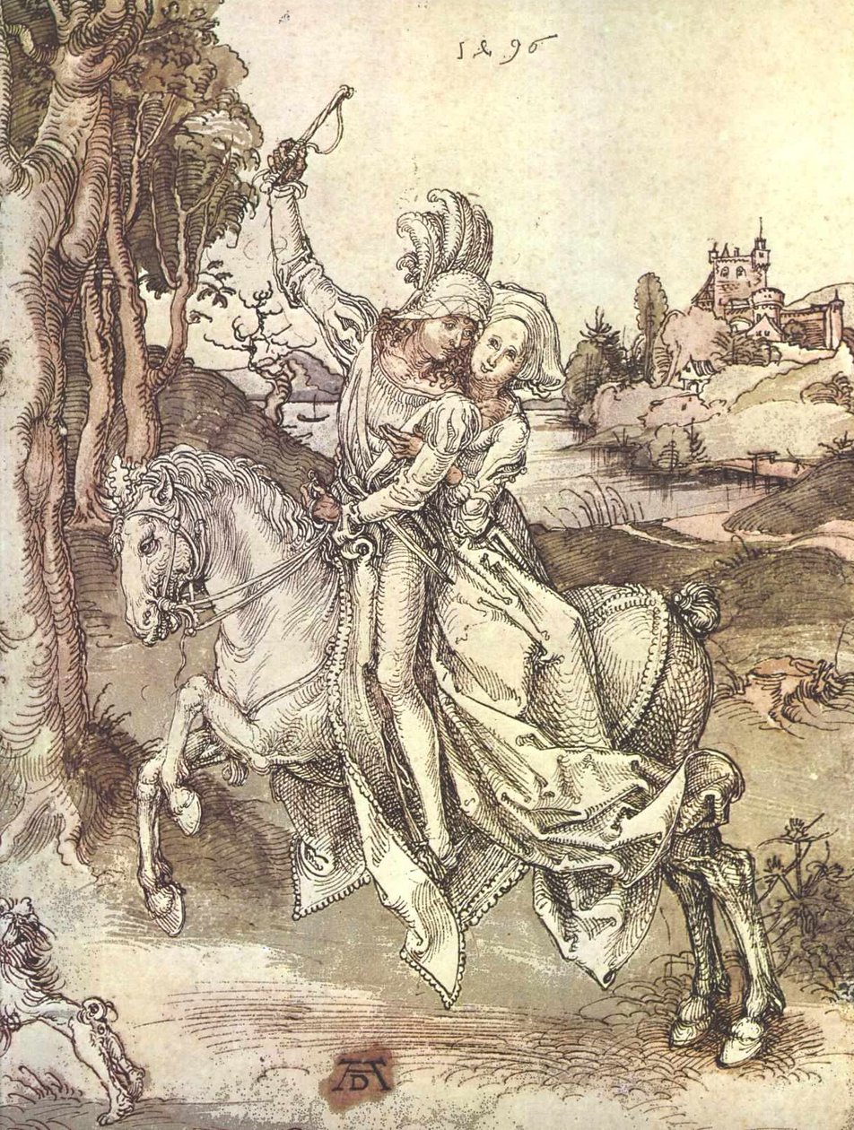 Jong paar te paard door Albrecht Dürer