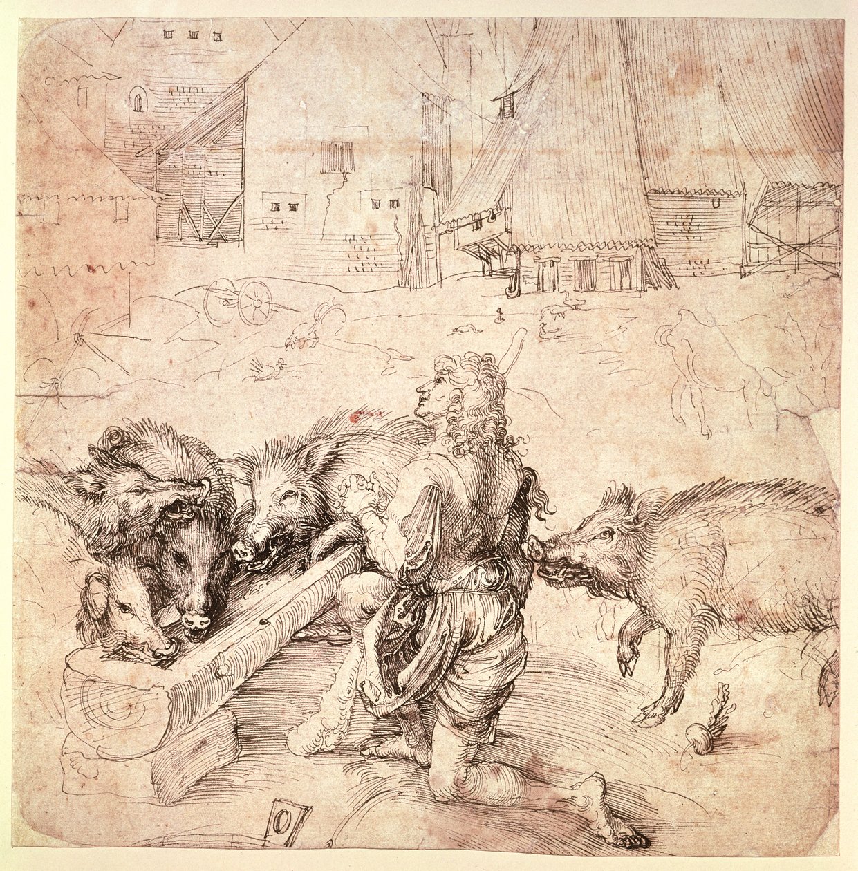 Studie voor een gravure van de verloren zoon door Albrecht Dürer