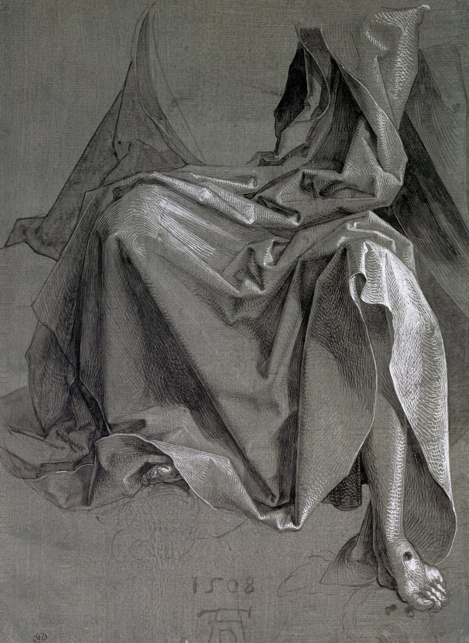 Studie van de gewaden van Christus, 1508 door Albrecht Dürer