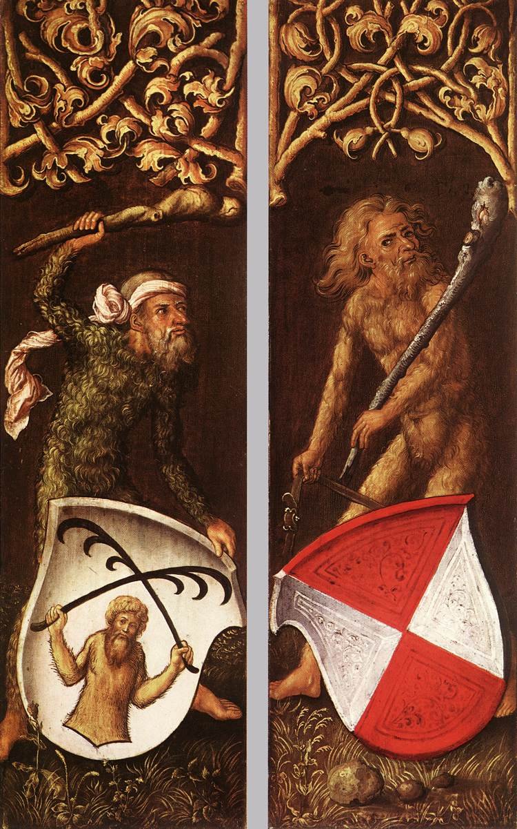 Bosmannen met heraldische schilden door Albrecht Dürer