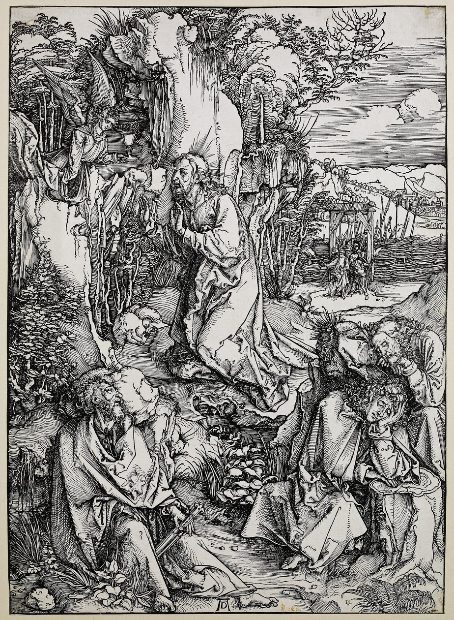 Christus op de Olijfberg, 149699 (houtsnede met enkele oude reparaties in inkt) door Albrecht Dürer