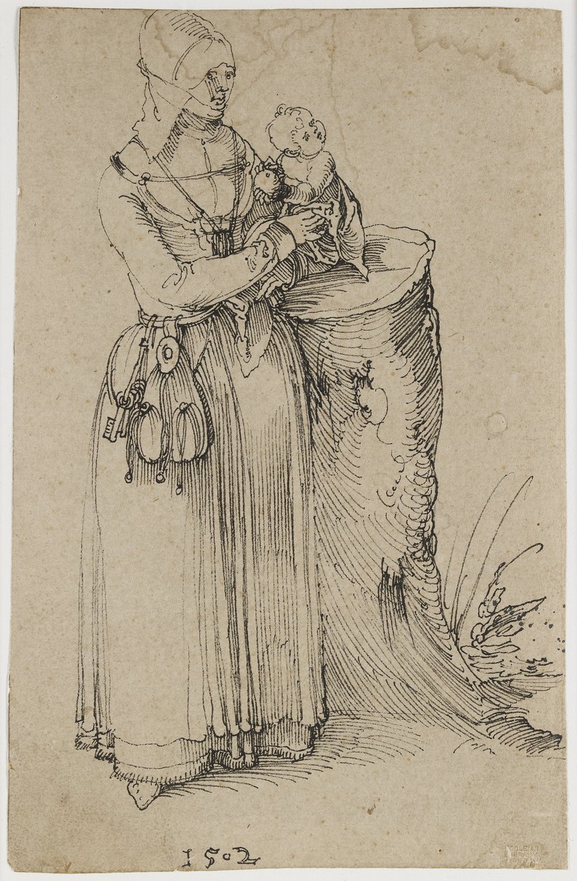 Staande figuur van een vrouw met een kind, 1502 door Albrecht Dürer