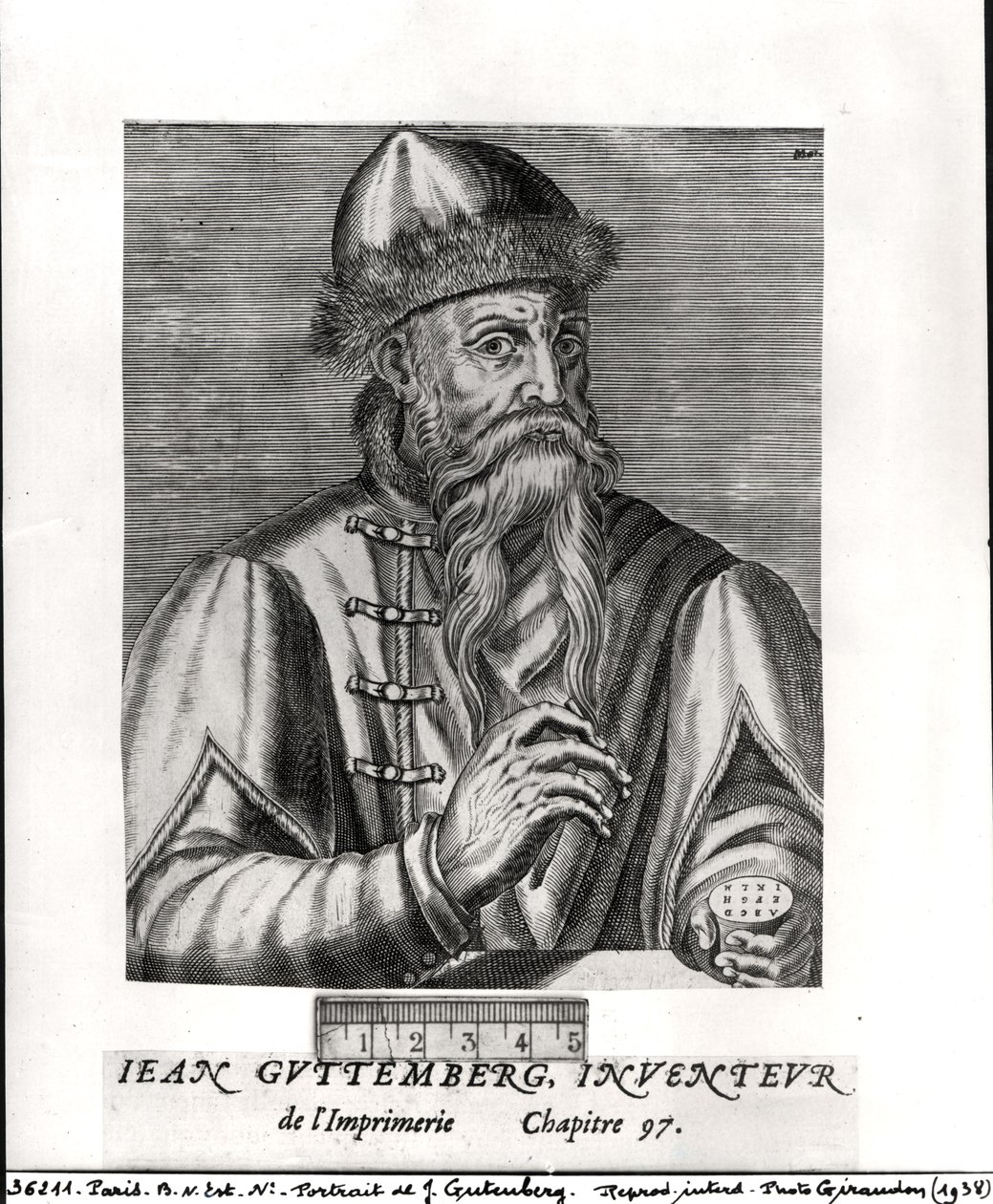 Portret van Johannes Gutenberg (ca. 1400-68) door Albrecht Mentz