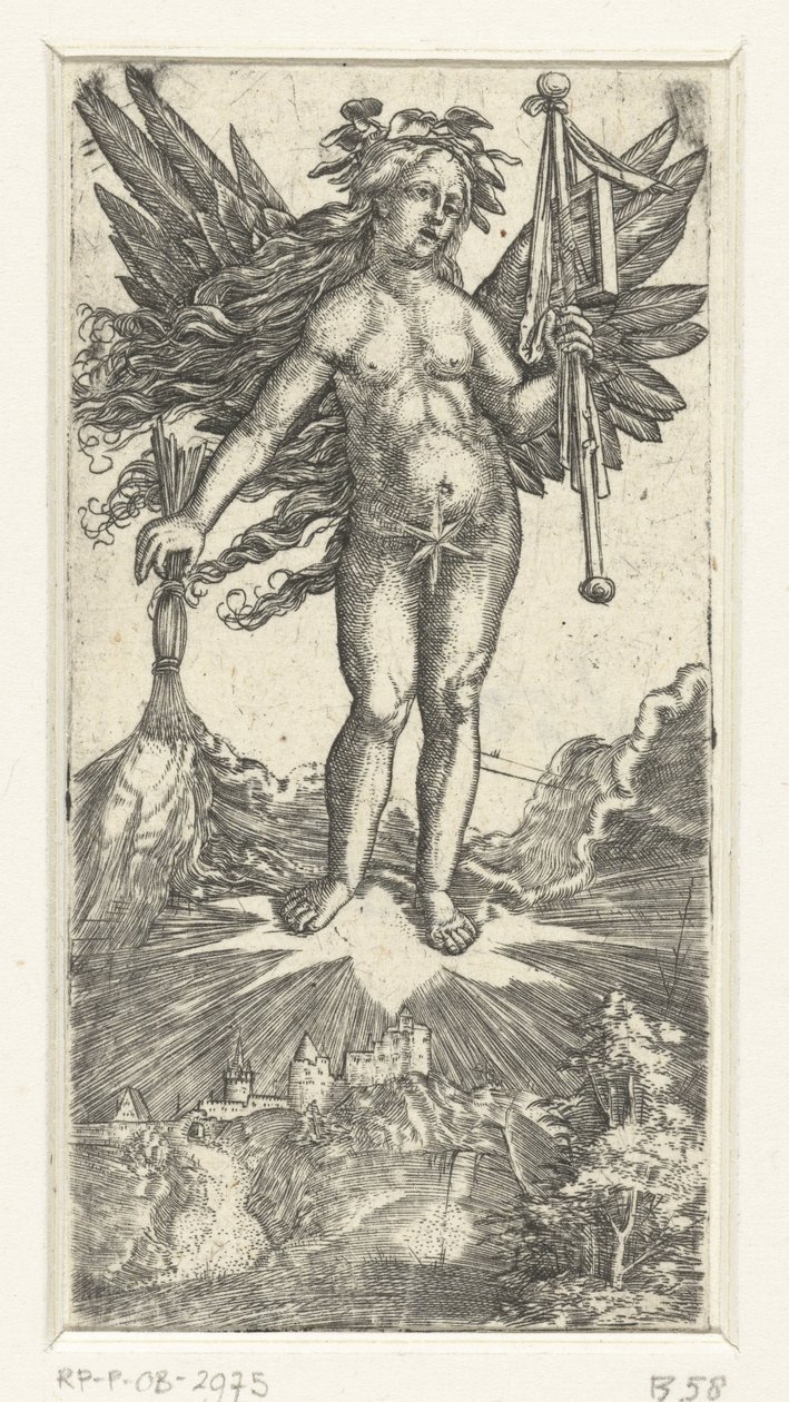 Allegorisch vrouwelijk figuur met vleugels door Albrecht Altdorfer