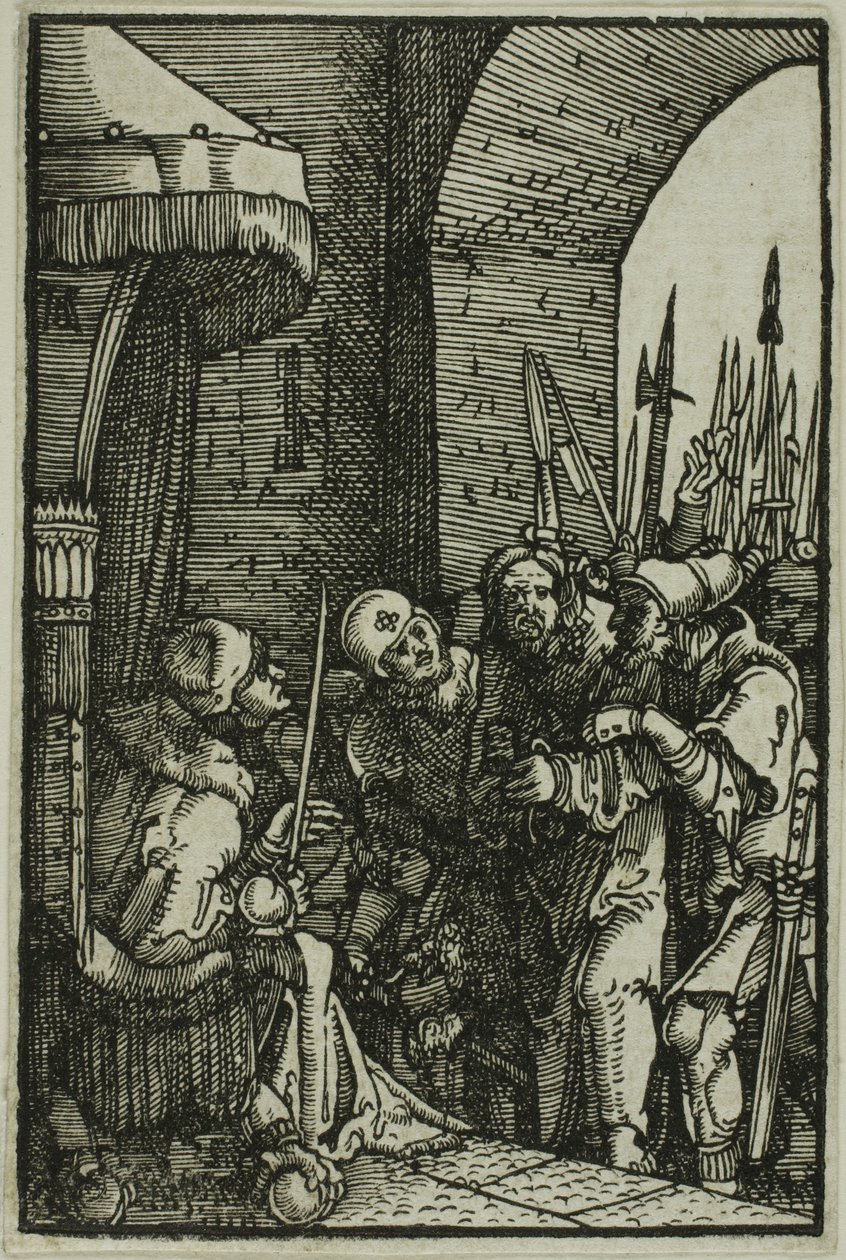 Christus voor Pilatus, uit De Val en Verlossing van de Mens door Albrecht Altdorfer