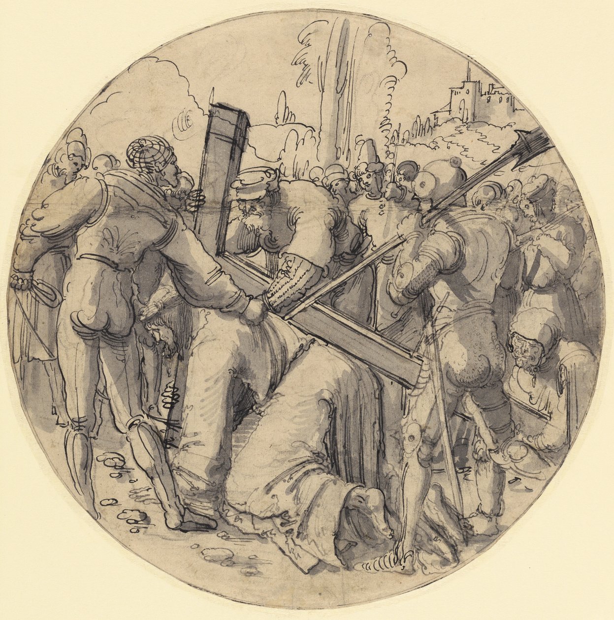Christus draagt het kruis door Albrecht Altdorfer