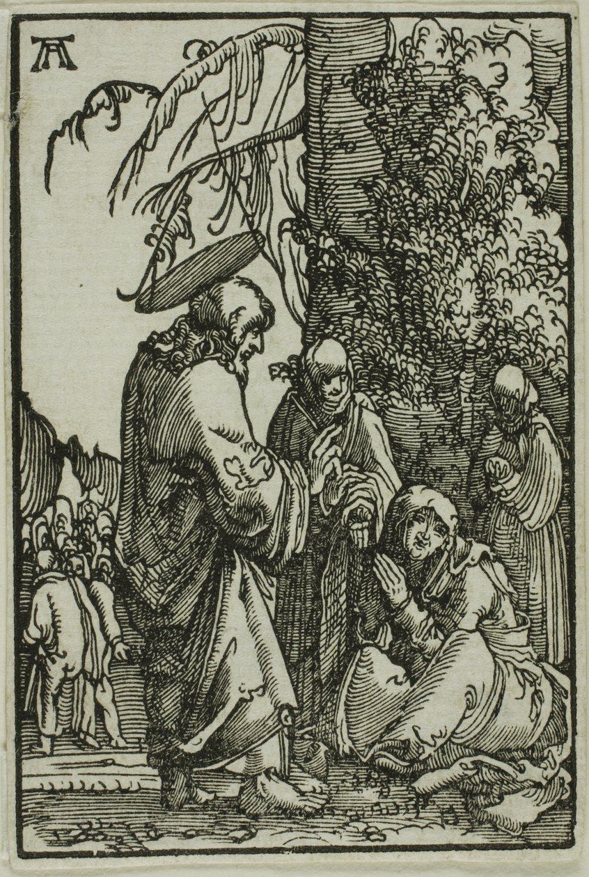 Christus neemt afscheid van zijn moeder, uit De Val en Verlossing van de Mens door Albrecht Altdorfer