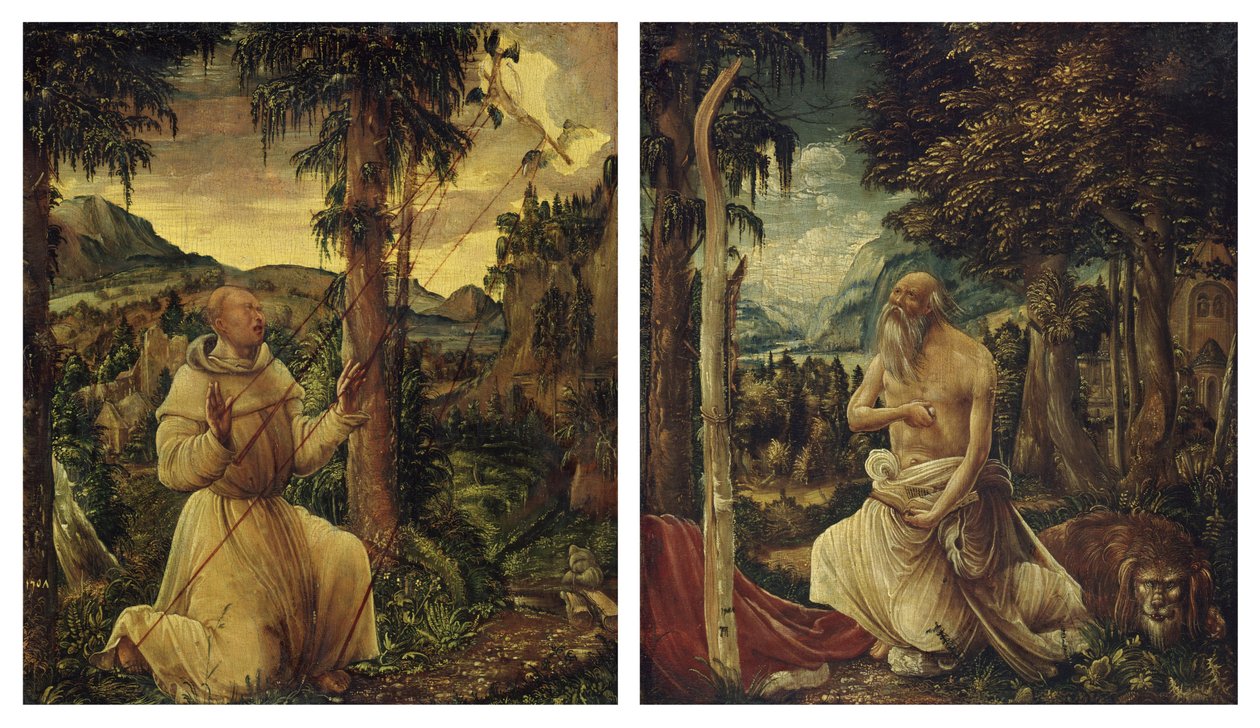 De stigmatisatie van de heilige Franciscus / De boetedoening van de heilige Hiëronymus door Albrecht Altdorfer