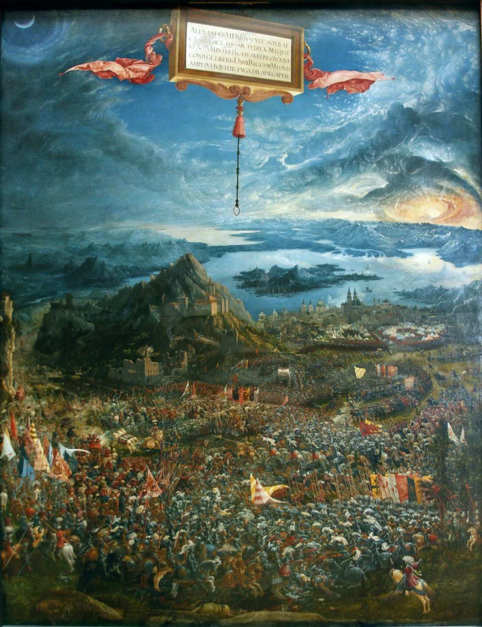 Duits: Historienzyklus: Alexanderschlacht (Schlacht bei Issus) De slag van Alexander bij Issus door Albrecht Altdorfer