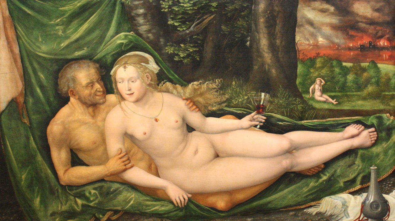 Duits: Lot und seine Töchter Lot en zijn dochters door Albrecht Altdorfer