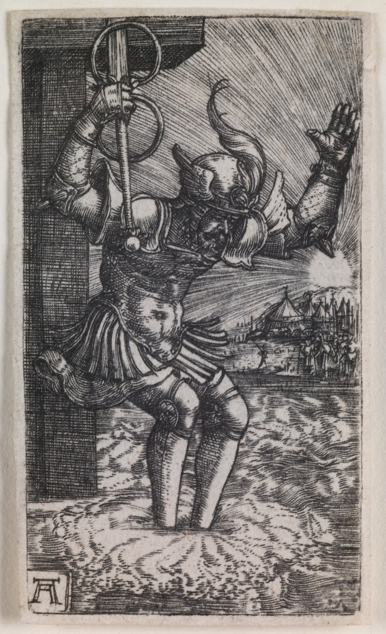 Horatius Cocles springt in de Tiber door Albrecht Altdorfer