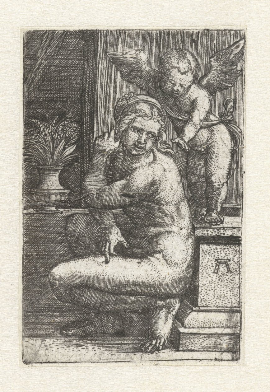 Knielende Venus met Cupido door Albrecht Altdorfer