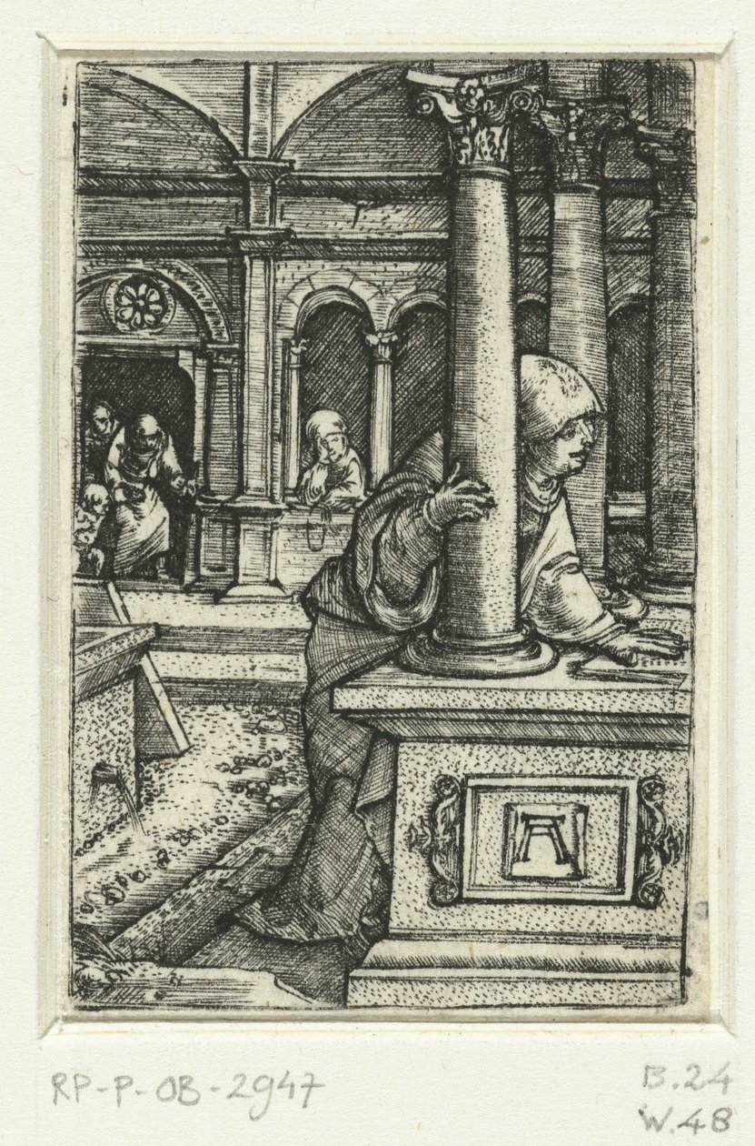 Maria zoekt naar haar zoon in de synagoge door Albrecht Altdorfer