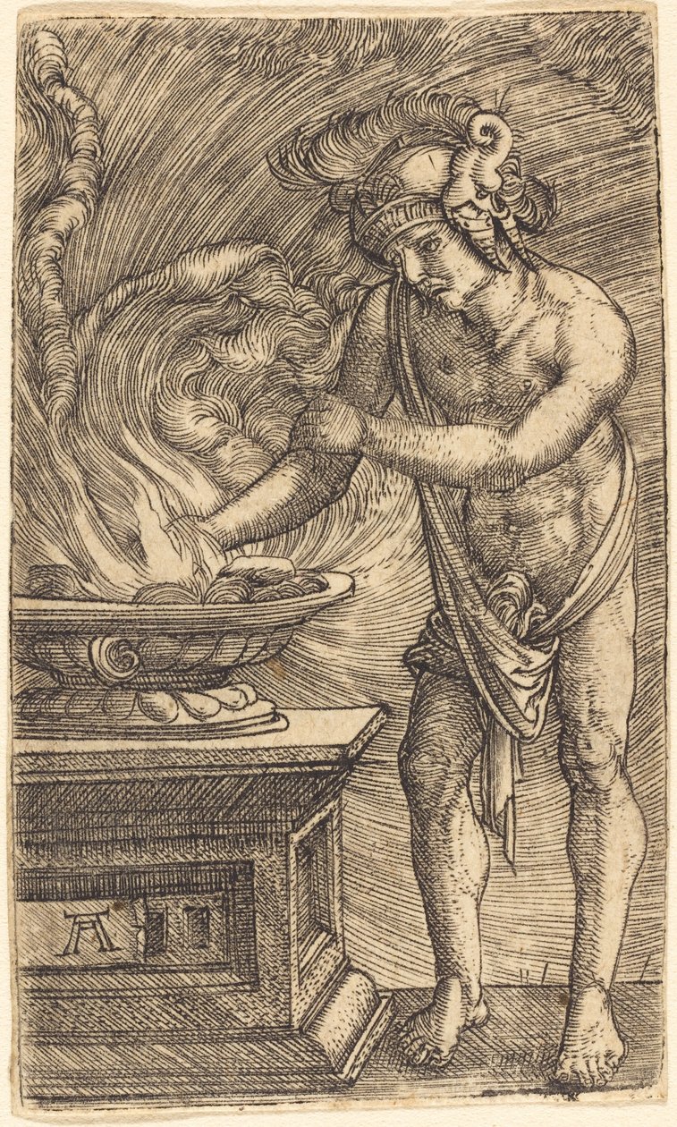 Mucius Scaevola verbrandt zijn hand door Albrecht Altdorfer
