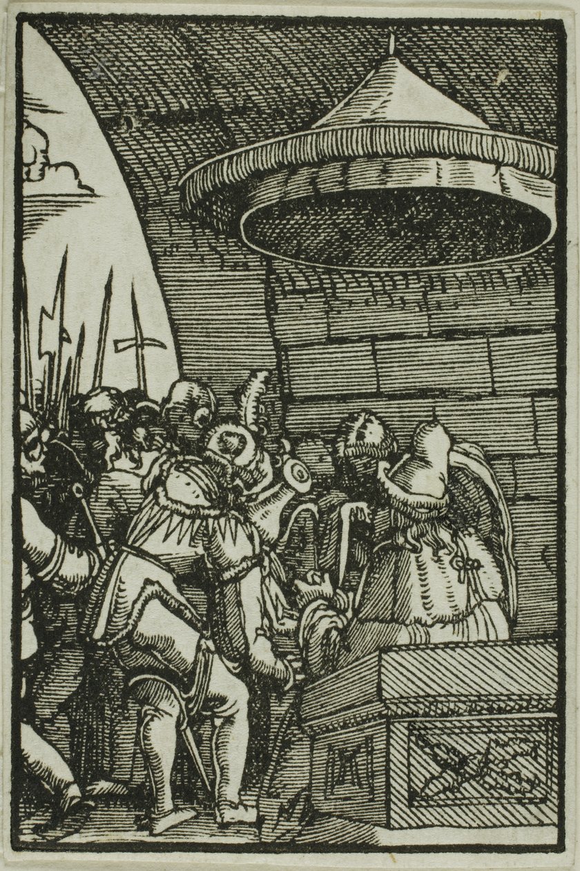 Pilatus wast zijn handen, uit De Val en Verlossing van de Mens door Albrecht Altdorfer