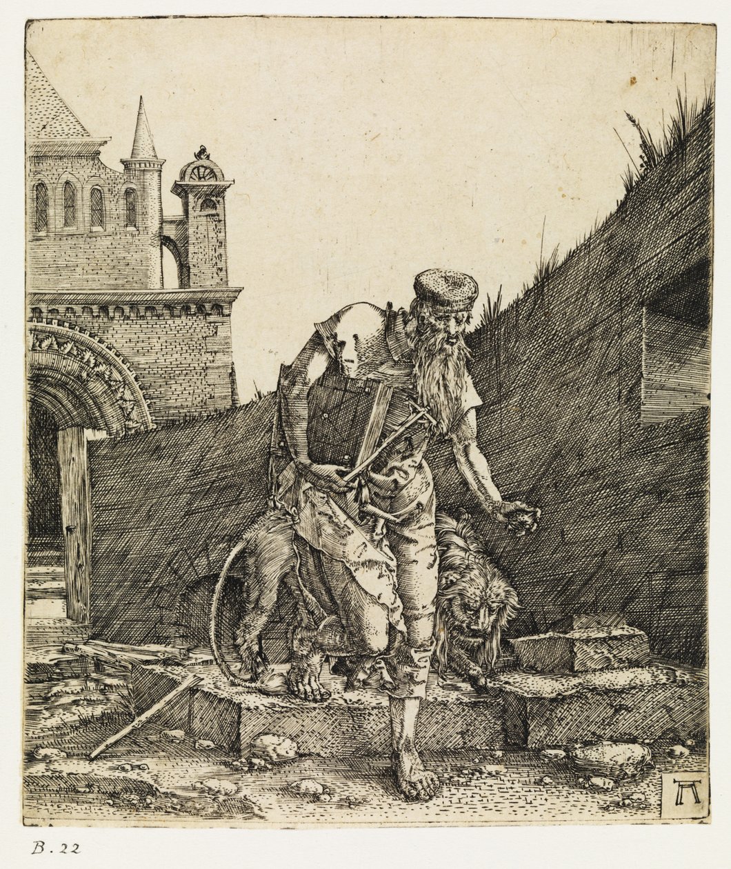 Sint Hiëronymus Wandelend in een Kerkhof, voor 1519 door Albrecht Altdorfer
