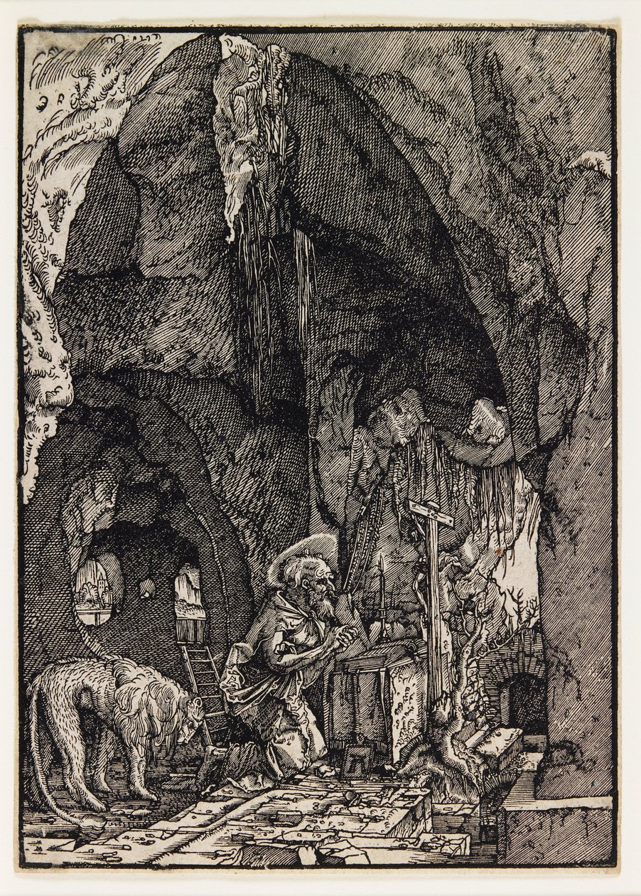 De heilige Hiëronymus in een grot door Albrecht Altdorfer