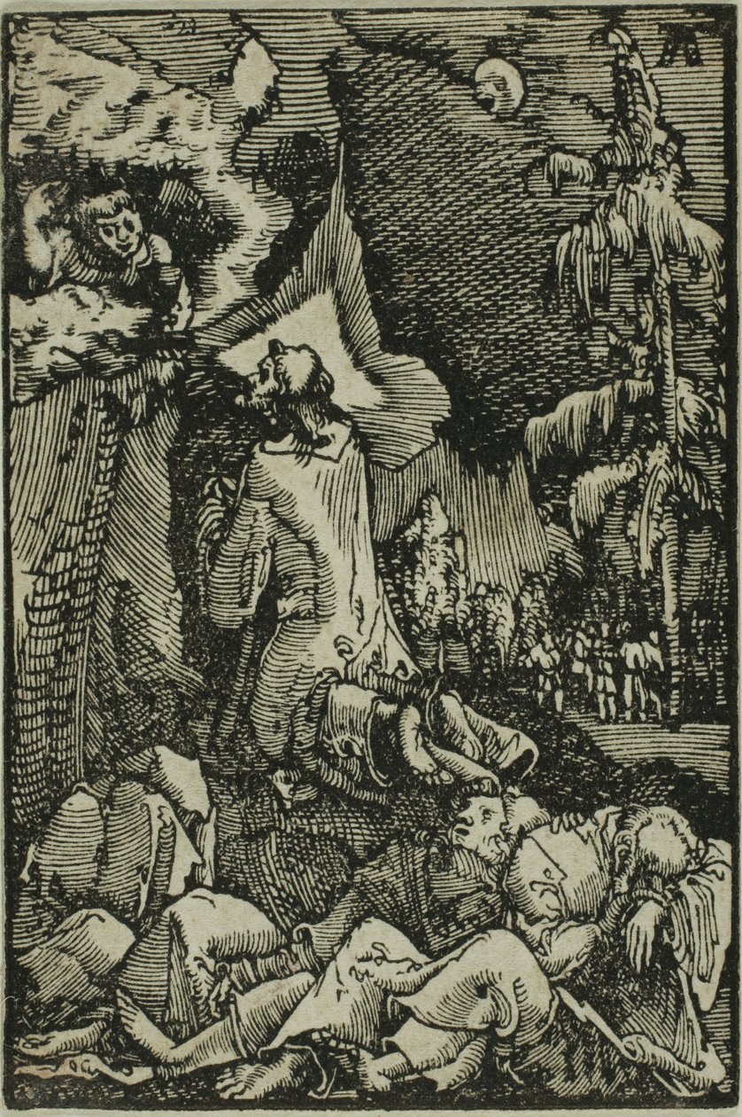 De doodsangst in de tuin, uit De val en verlossing van de mens door Albrecht Altdorfer
