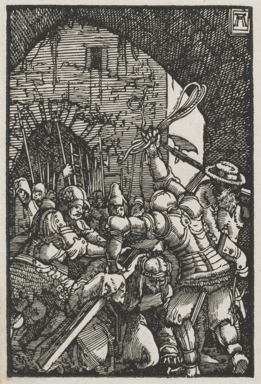 De val en verlossing van de mens: Christus draagt het kruis door Albrecht Altdorfer