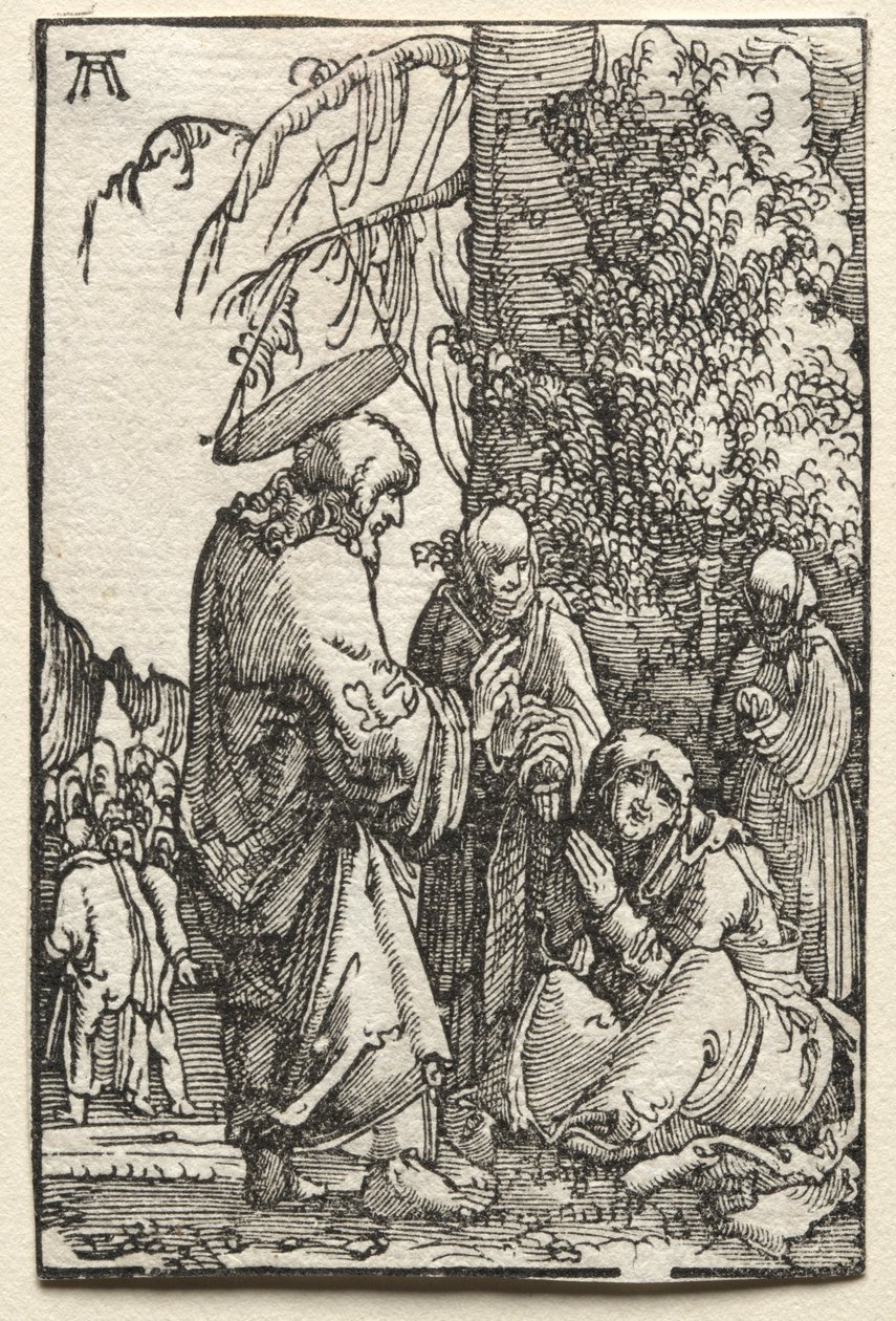 De val en verlossing van de mens: Christus neemt afscheid van zijn moeder voor de passie, ca. 1515 door Albrecht Altdorfer