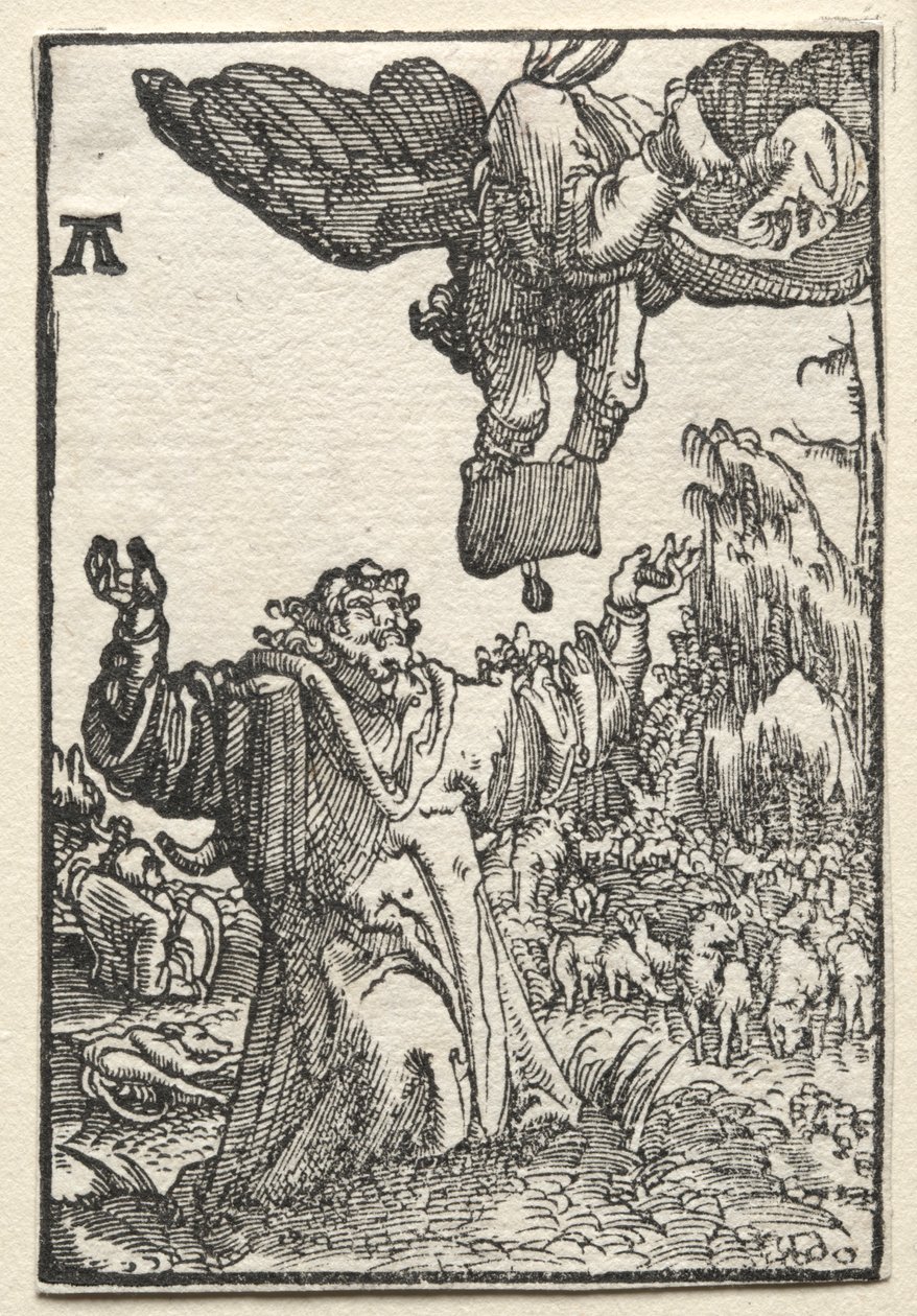 De val en verlossing van de mens: De boodschap van de engel aan Joachim, ca. 1515 door Albrecht Altdorfer