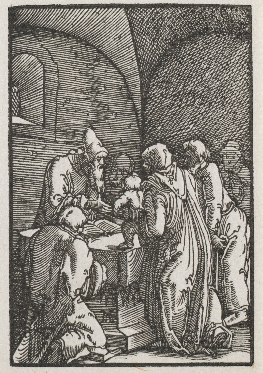 De val en verlossing van de mens: De presentatie van Christus in de tempel, ca. 1515 door Albrecht Altdorfer