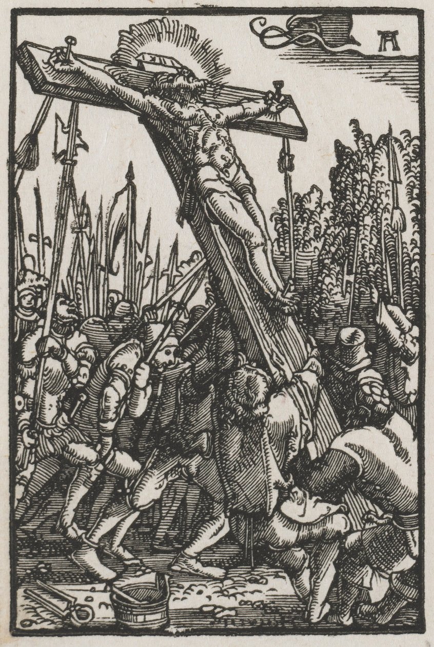 De Val en Verlossing van de Mens: Het Oprichten van het Kruis, c. 1515 door Albrecht Altdorfer