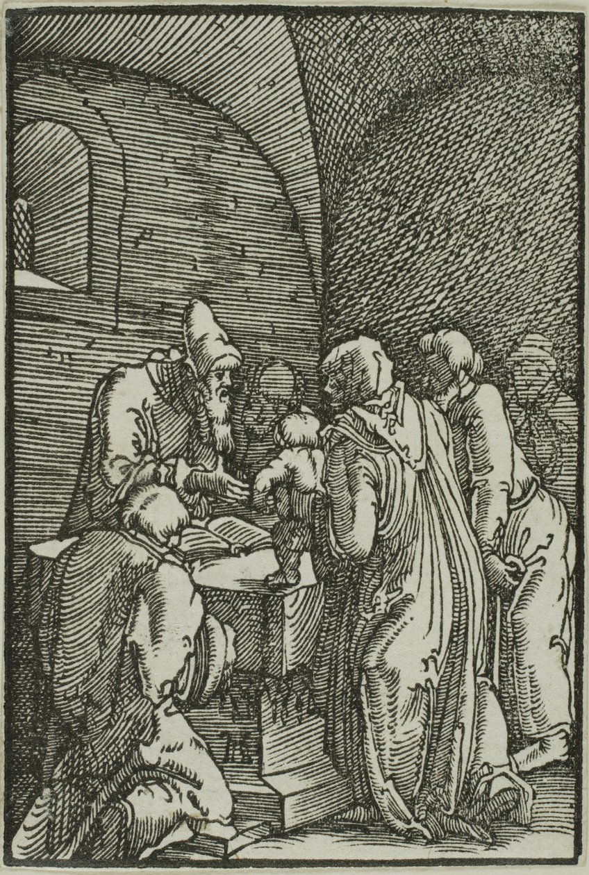 De presentatie in de tempel, uit De val en verlossing van de mens door Albrecht Altdorfer