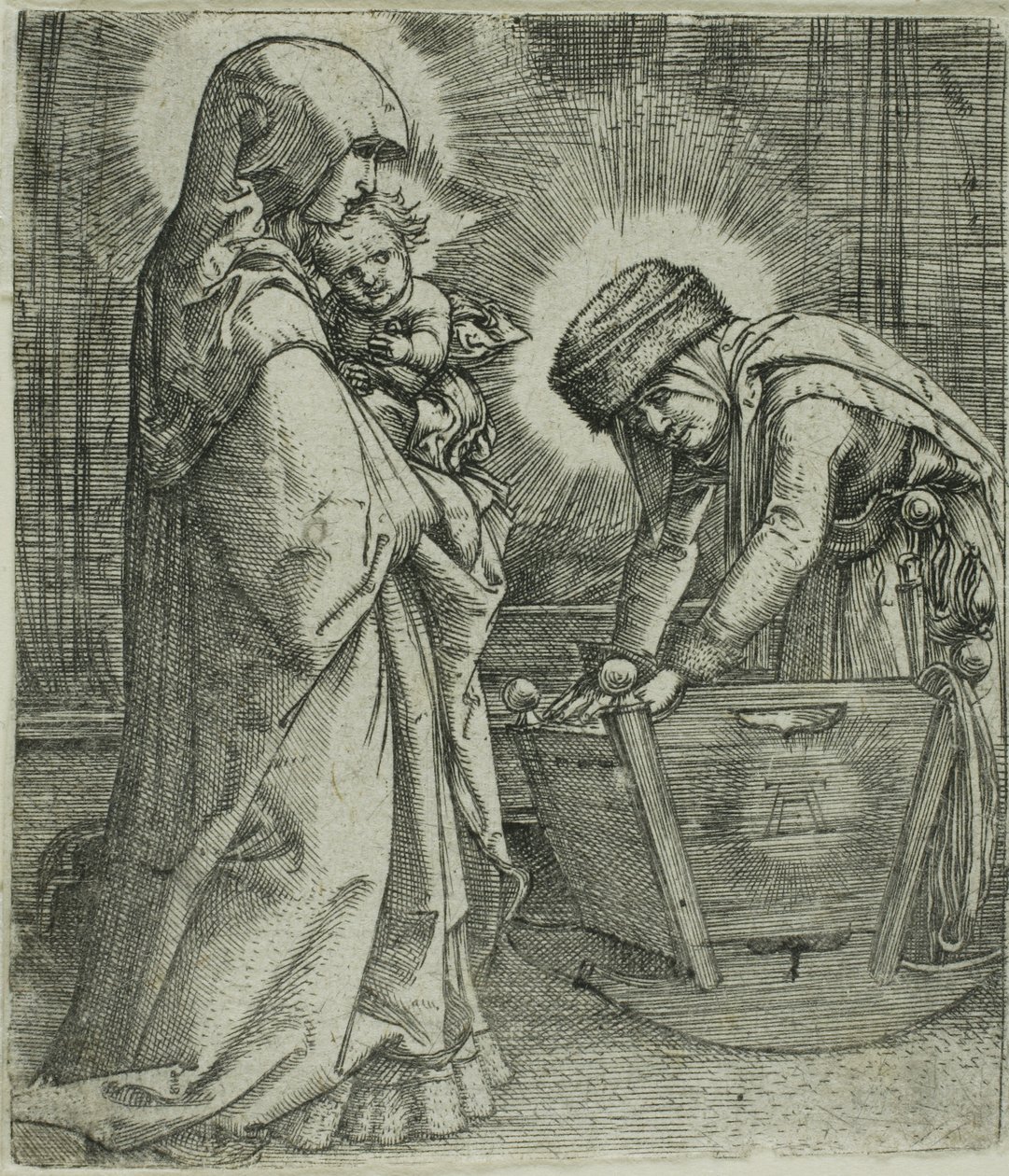 De Maagd en Kind met Sint Anna bij de Wieg door Albrecht Altdorfer