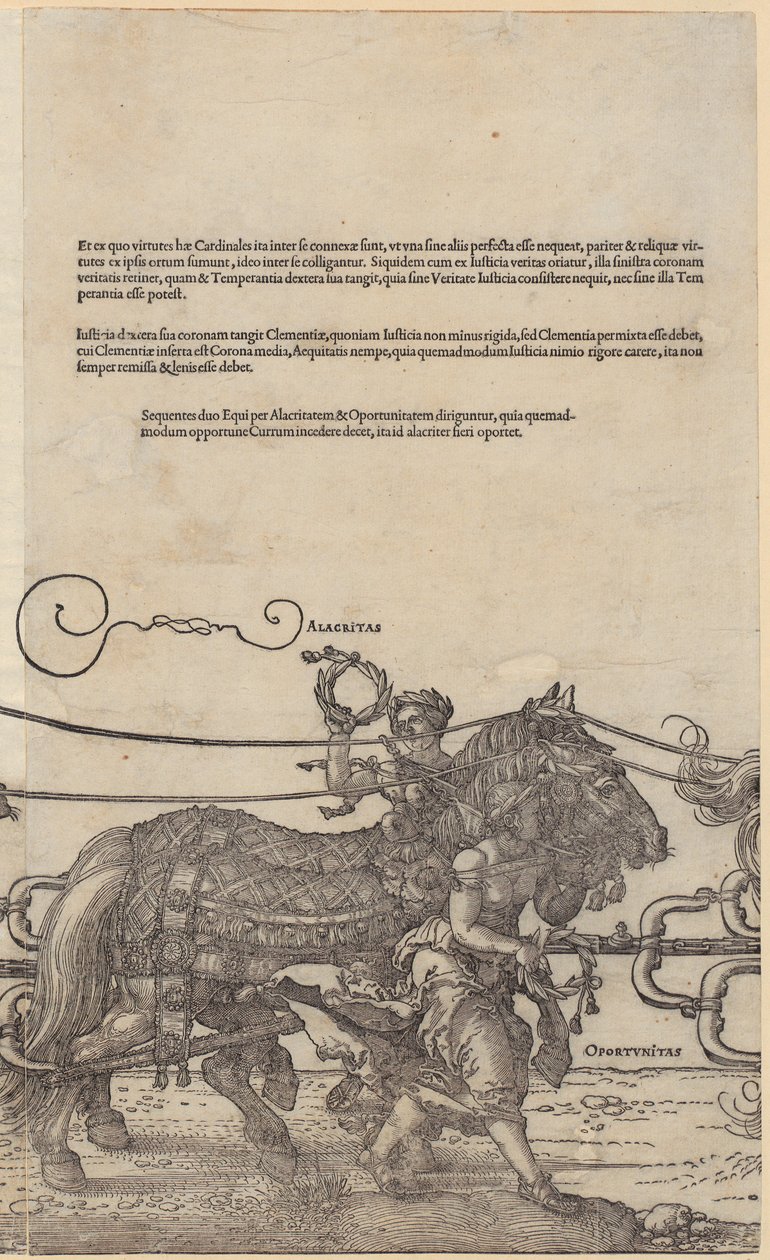 Alacritas, blad 4 van de reeks „De grote triomfwagen“ door Albrecht Dürer