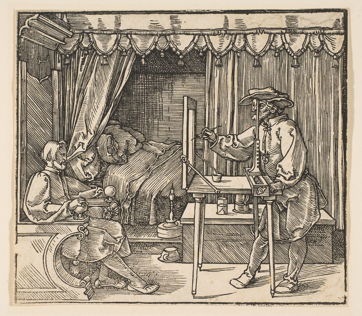 Kunstenaar tekent een portret van een man door Albrecht Dürer